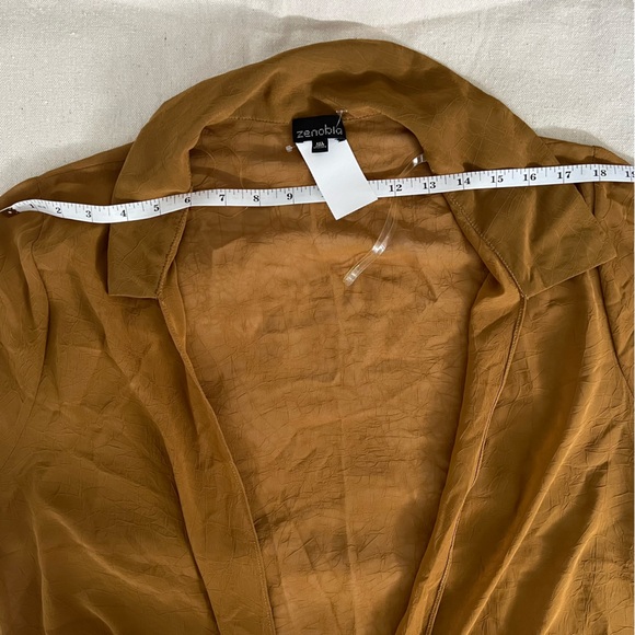 Long sleeve sheer open front with tie blouse - Picture 9 of 9